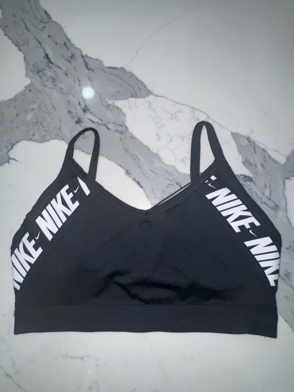 Nike Black Sports Bra with White Logo Band